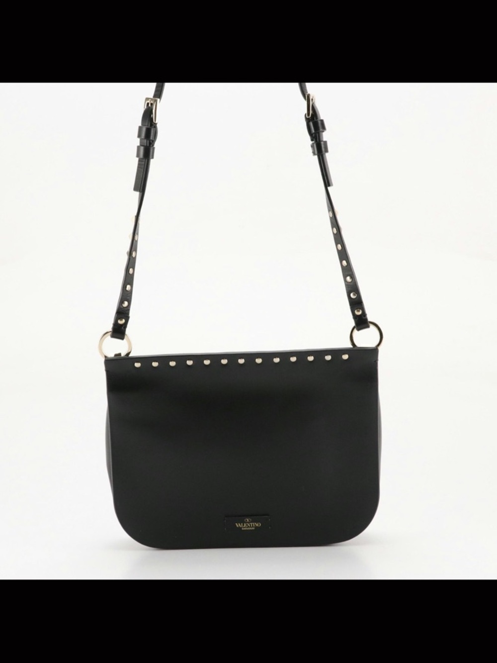 Vintage Valentino Garavani Rockstud Black Leather Saddlebag - Picture 11 of 14